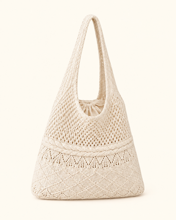 Ivory Crochet Hobo Bag