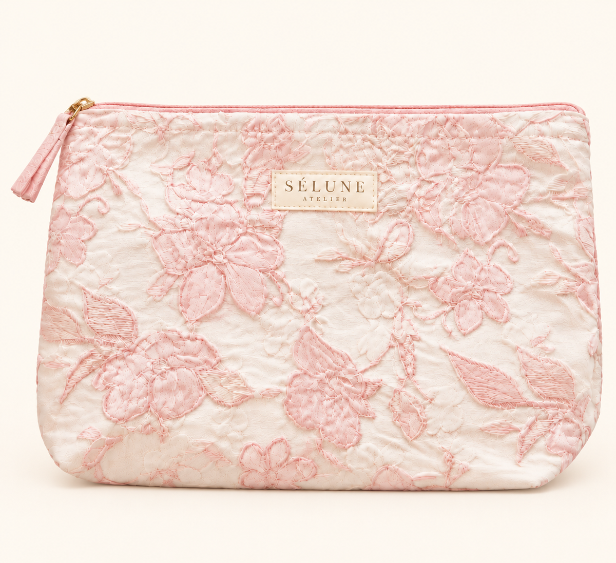 The Blush Floral Embroidery Cosmetic Pouch