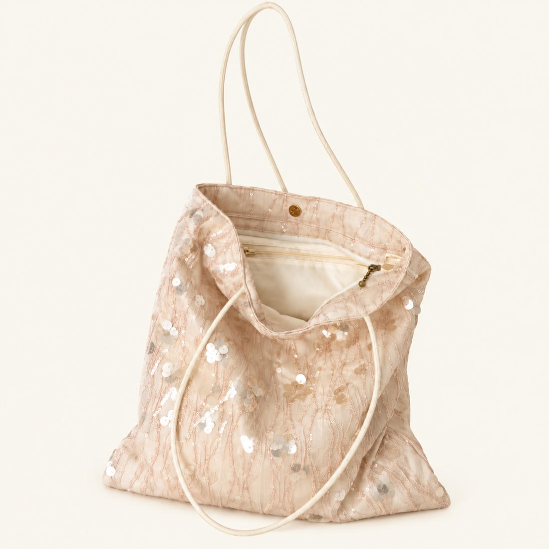 Champagne Sequin Embroidery Tote