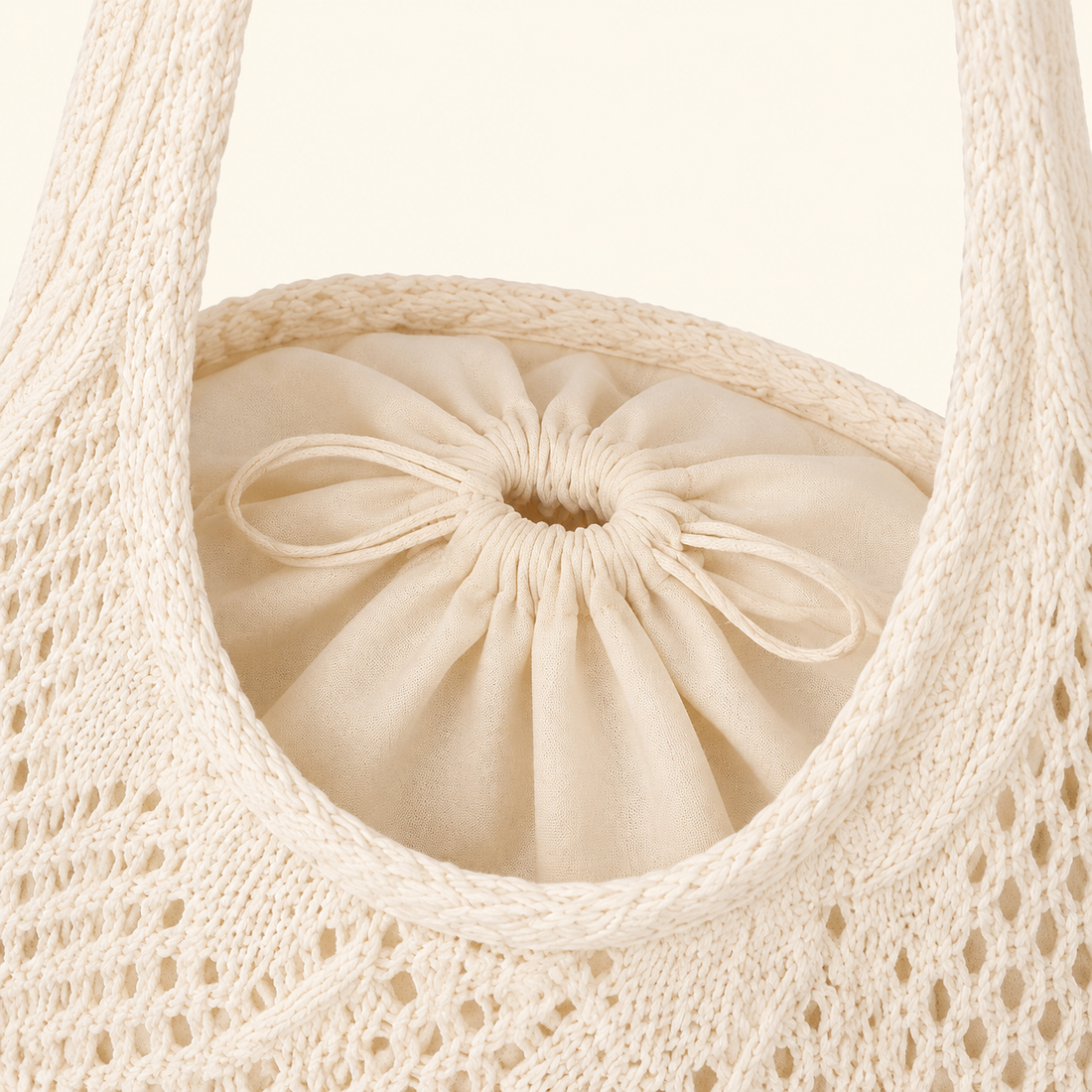 Ivory Crochet Hobo Bag