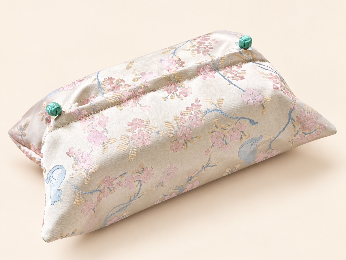 Song Brocade-Inspired Tissue Pouch with Chinese Knot Buttons