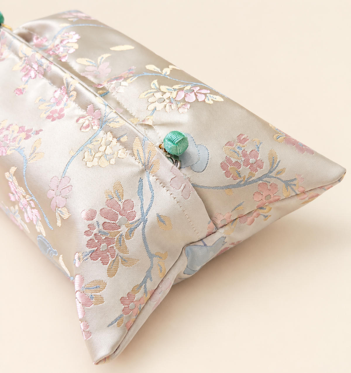 Song Brocade-Inspired Tissue Pouch with Chinese Knot Buttons