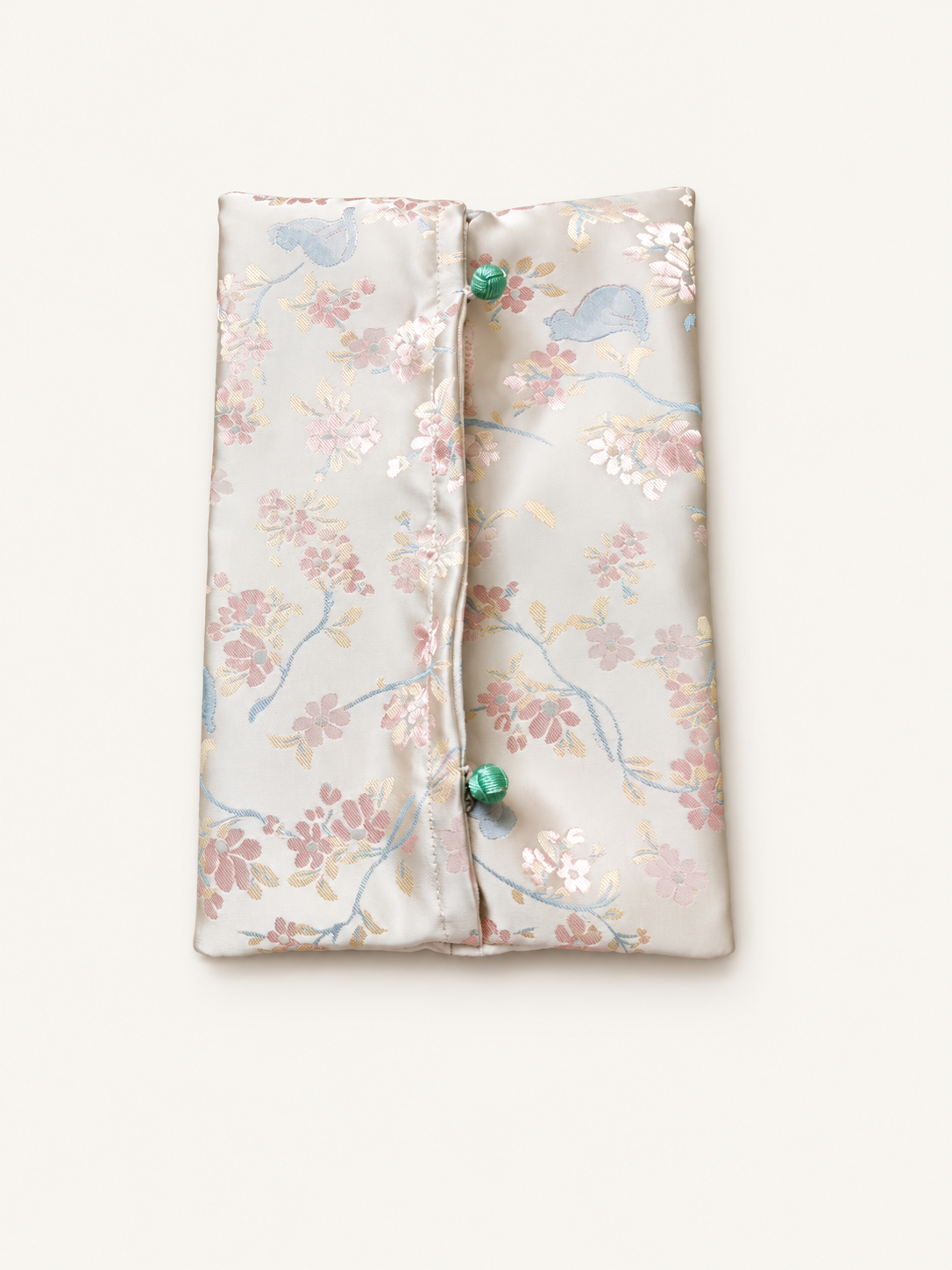 Song Brocade-Inspired Tissue Pouch with Chinese Knot Buttons
